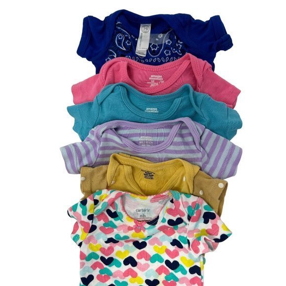 6 Newborn Baby Girl Body Suits - Size Newborn - Picture 5 of 5